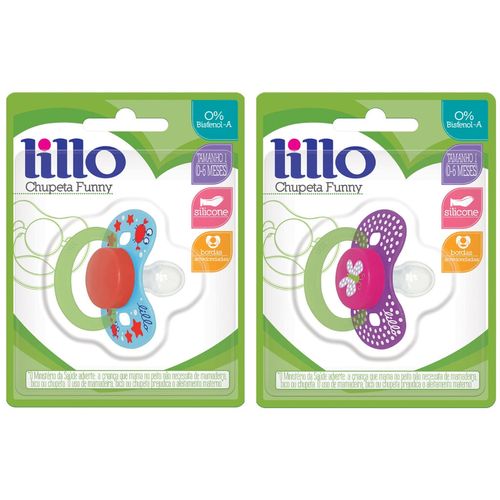 Chupeta Lillo Funny Menino e Menina Ortodôntica Bico Silicone Tamanho 1