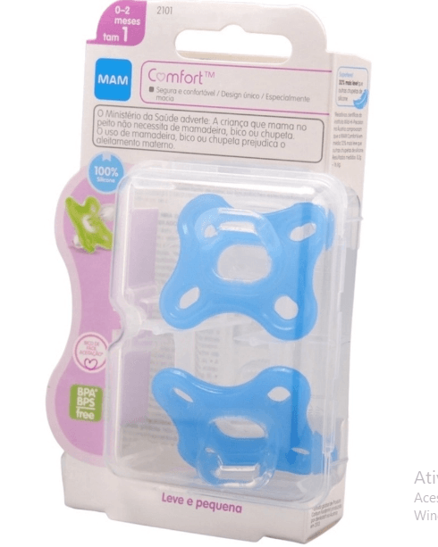 Kit Chupeta Mam Comfort RN a 6 meses Azul com 2 Unidades