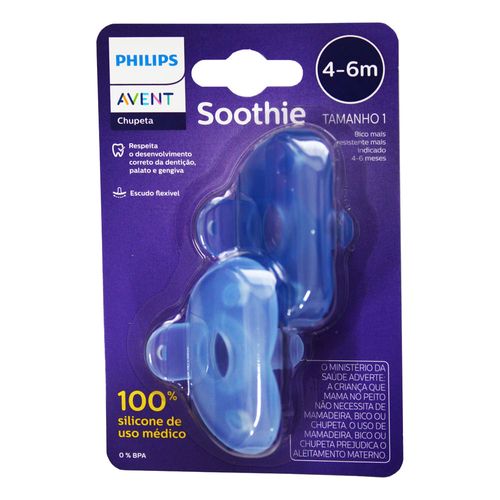 Chupeta Philips Avent Soothie 4-6 Meses Azul com 2 unidades