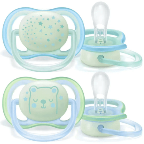 Chupeta Philips Avent Ultra Air Night Brilha no Escuro 0-6 Meses Azul com 2 unidades