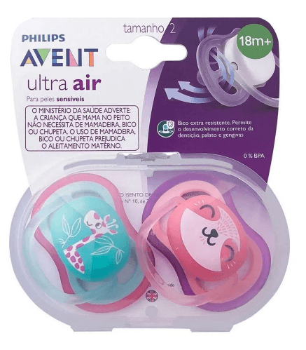 Chupeta Philips Avent Ultra Air +18 Meses Rosa com 2 unidades