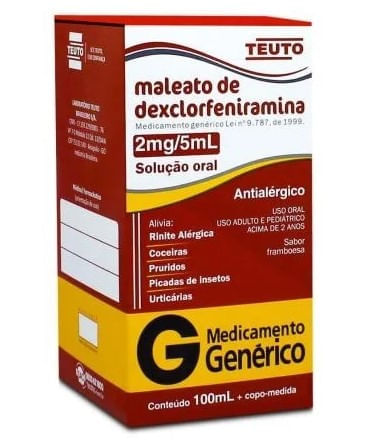 Maleato de Dexclorfeniramina 0,4MG/ML (2MG/5ML) Genérico Teuto