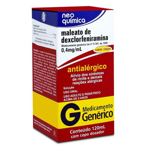 Maleato De Dexclorfeniramina 2Mg/5Ml Solucao Oral 120Ml Neo Quimica