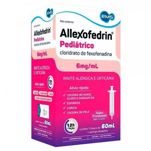 Allexofedrin Pedriatrico 6mg com 60ml Sabor Framboesa