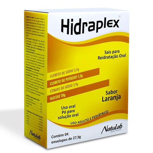 Sais Para Reidratação Hidraplex Sabor Laranja com 4 Envelopes