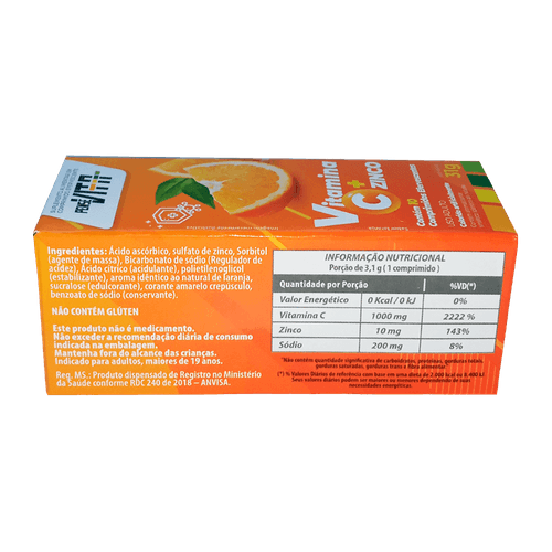PenseVita Vitamina C + Zinco Com 10 Comprimidos Efervescentes