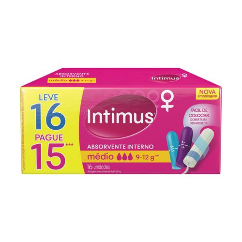 Absorvente Intimus Interno Medio Leve 16 Pague com 15 unidades
