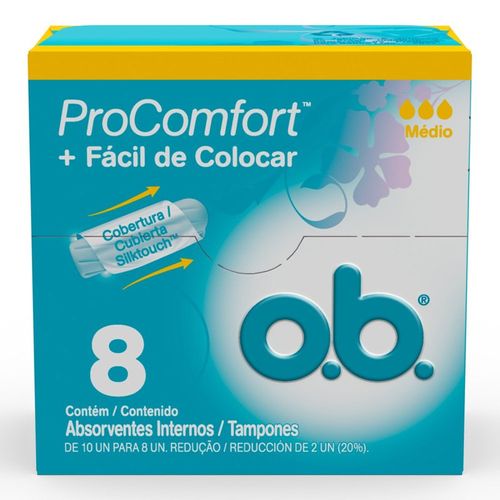 Absorvente Interno O.B Procomfort Médio com 8 unidades