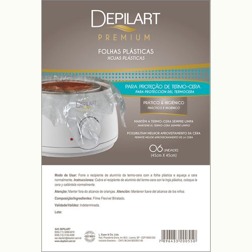 Folhas Plasticas Depilart Para Termo-Cera com 6 Folhas