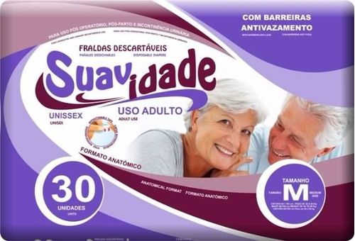 Fralda Geriátrica Suavidade Mega M com 30 Unidades