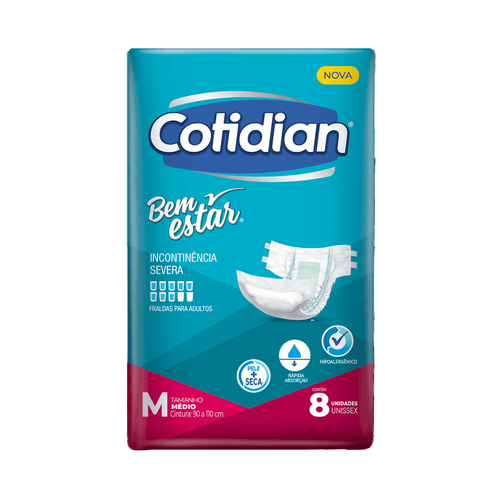 Fralda Adulto Cotidian Bem Estar Confort Plus M 8 unidades