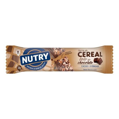 Barra de Cereal Nutry Sabor Bolo de Chocolate com 22g
