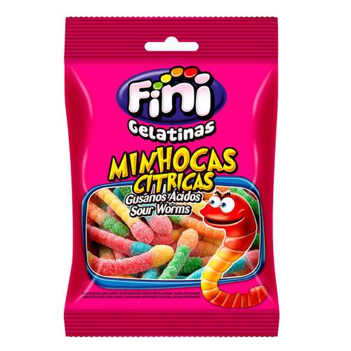 Bala Fini Gelatinas Minhocas Citricas 80G