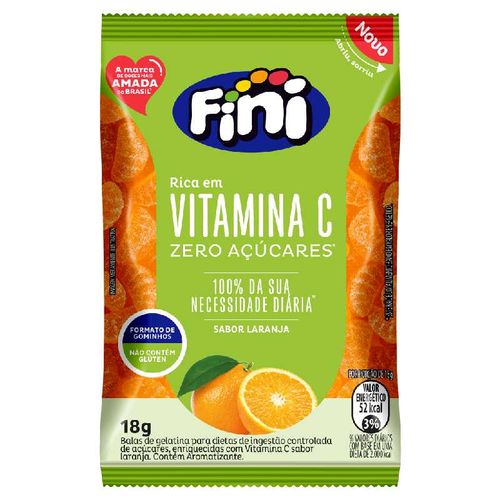 Bala Fini Gelatinas Bem Estar Vitamina C Laranja 18g