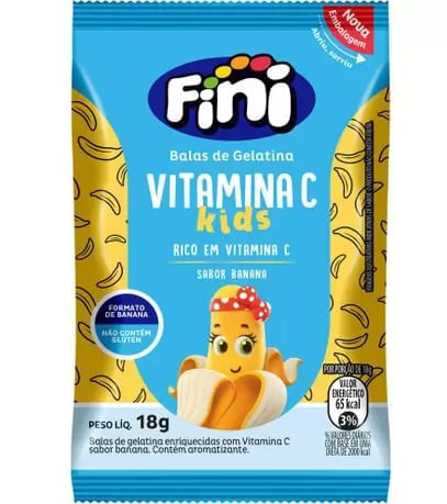 Bala de Gelatina Fini Kids sabor Banana com 18g