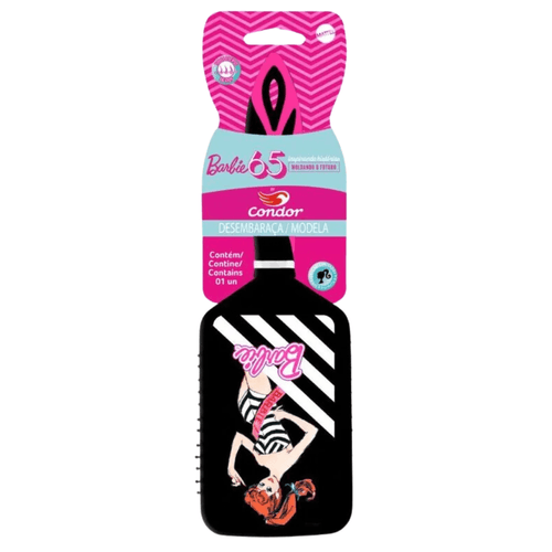 Escova de cabelo condor barbie redonda rosa