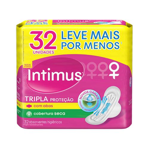 Absorvente Intimus Gel Tripla Proteção Cobertura Seca Abas com 32 unidades