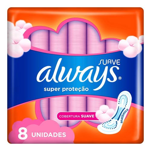 Absorvente Always Super Proteção Cobertura Suave Sem Abas 8 unidades