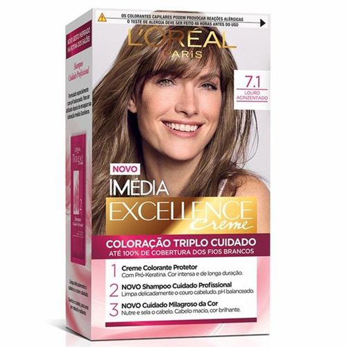 Tintura Imedia Coloração Creme Louro Acinzentado 7.1