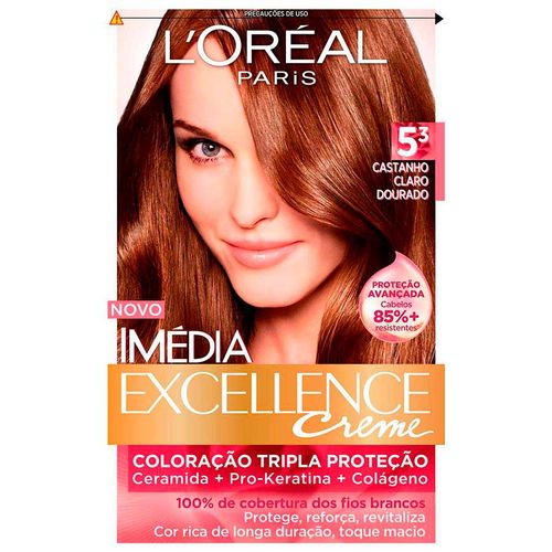 Tintura Imedia Coloração Creme Castanho Claro Dourado 5.3