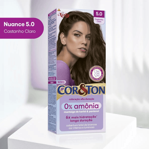 Tintura Cor&Ton Niely 0% Amônia 5.0 Castanho Claro