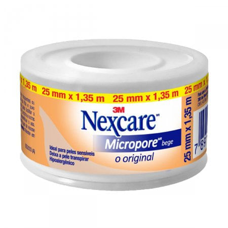 Fita Micropopore Bege Peles Sensíveis Nexcare 3M 25Mmx1,35M