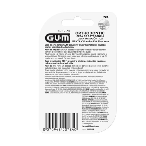 Cera Ortodôntica Gum Pré-Cortada Sabor Menta Com 5 Barras Sunstar