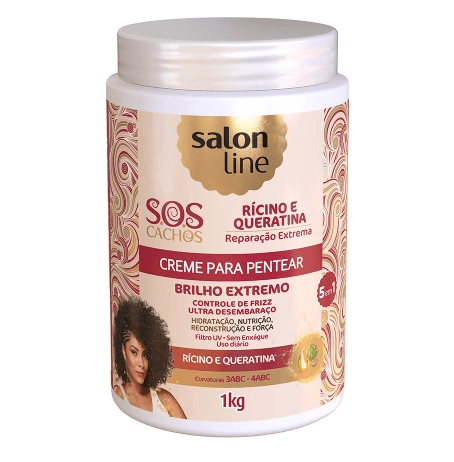 Creme Para Pentear Salon Line Sos Ricino E Queratina 1Kg