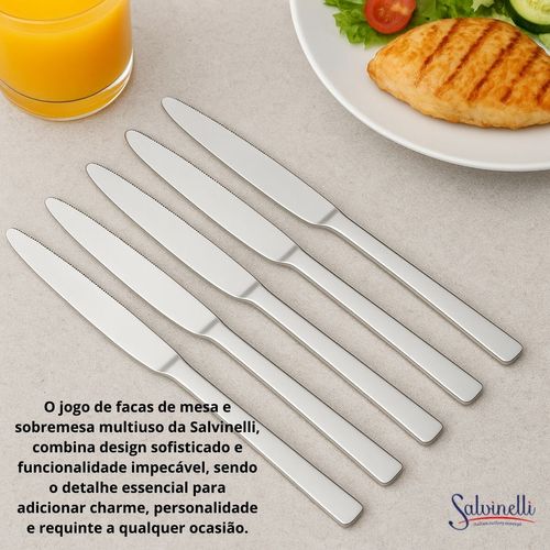Jogo 5 Facas Italianas de Mesa e Sobremesa Vip Salvinelli