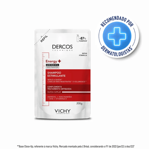 Shampoo Vichy Dercos Energy+ Estimulante Antiqueda Refil 200g