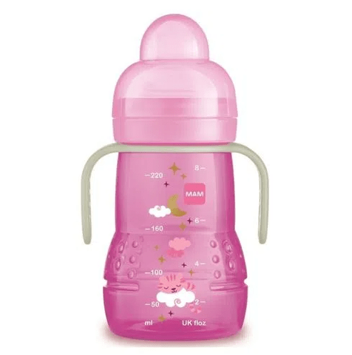 Copo de Transição Mam Trainer Night Rosa com 220ml (Diversas Estampas)