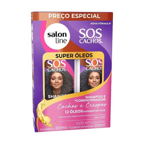 Kit Shampoo Salon Line SOS Cachos Super Óleos 300ml + Condicionador 200ml
