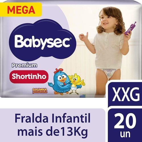Fralda Babysec Premium Shortinho Mega Tamanho XXG 20 Unidades