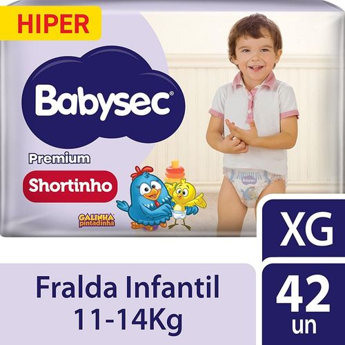 Fralda Babysec Premium Shortinho Hiper Tamanho XG 42 Unidades