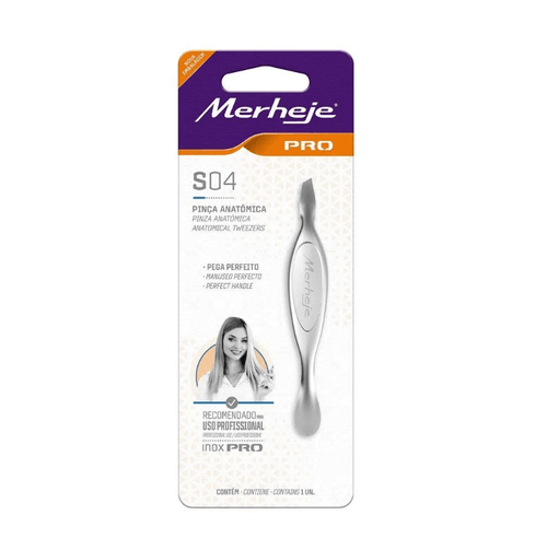 Pinça Depilatória Anatômica Merheje Diagonal Profissional - 1 Unidade