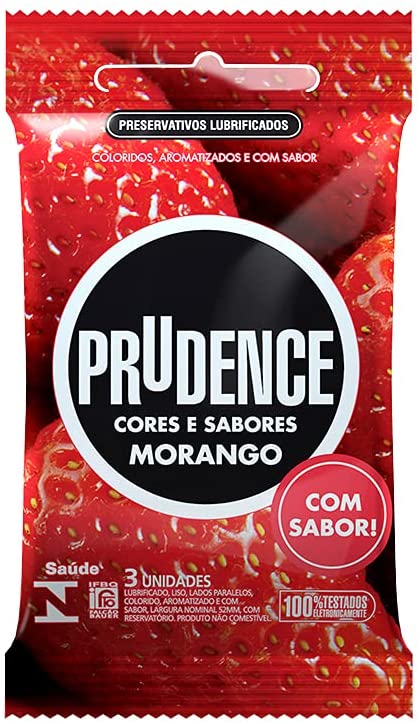Preservativo Prudence Morango com 3 unidades