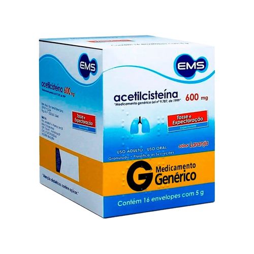 Acetilcisteína 600mg EMS Genérico 16 Envelopes 5g Cada