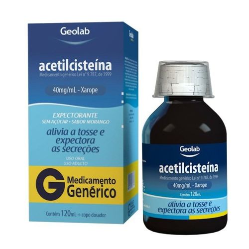Acetilcisteína Xarope Adulto 40mg/ml Geolab Genérico 120ml