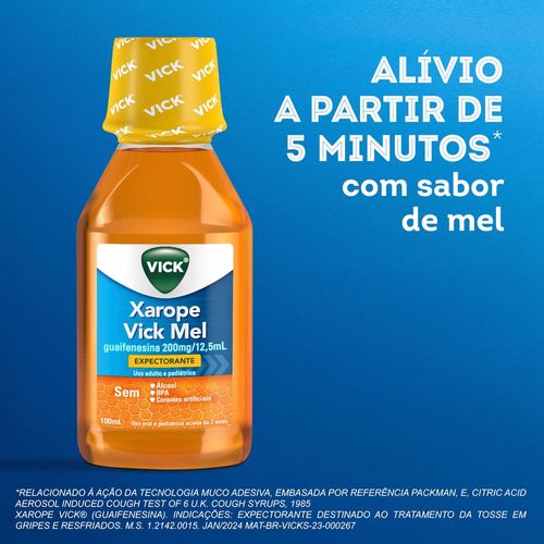 Xarope Vick Mel 200mg/12,5ml Expectorante 100ml