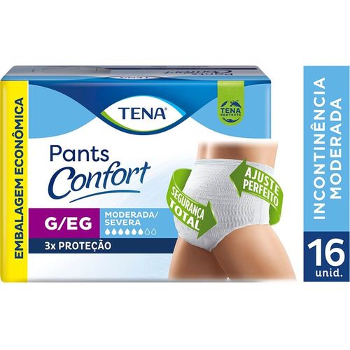 Roupa Intima Tena Pants Confort Tamanho G/EG 16 Unidades