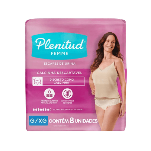 Roupa Intima Descartavel Plenitud Femme G/Xg com 8 unidades