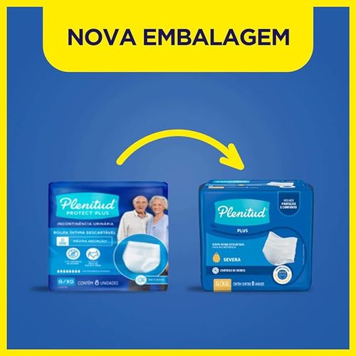 Roupa Intima Descartavel Plenitud Protect Plus P/M com 8 unidades