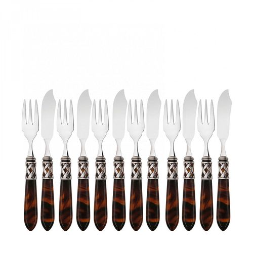 Jogo Garfo Faca Peixe Cozinha 12 Peças Aladdin Bugatti