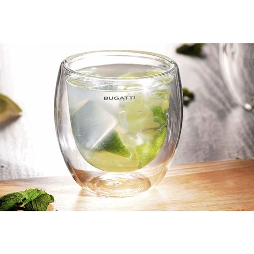 Kit Chá 2 Copos Parede Dupla 250ml e Infusor Ervas Morango