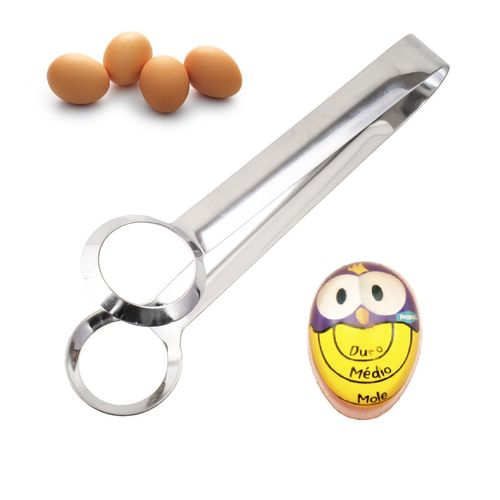 Kit Pinça Pegadora para Ovos e Timer Temporizador Ovo Prana