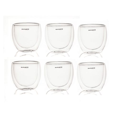 Conjunto 6 Copos de Chá Café de Parede Dupla 250ml Bugatti