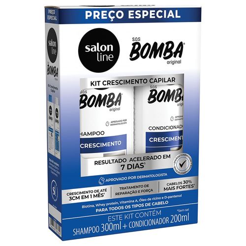Kit Shampoo Salon Line SOS Bomba Crescimento 300ml + Condicionador 200ml