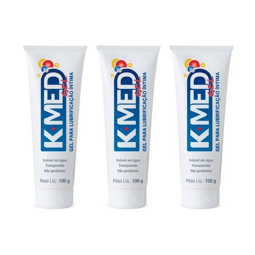 Kit 3 Gel Lubrificante K-Med Transparente 100g Cada