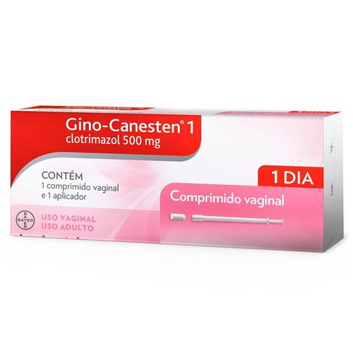 Gino Canesten 1 Dia 500Mg Com 1 Comprimido Vaginal + 1 Aplicador