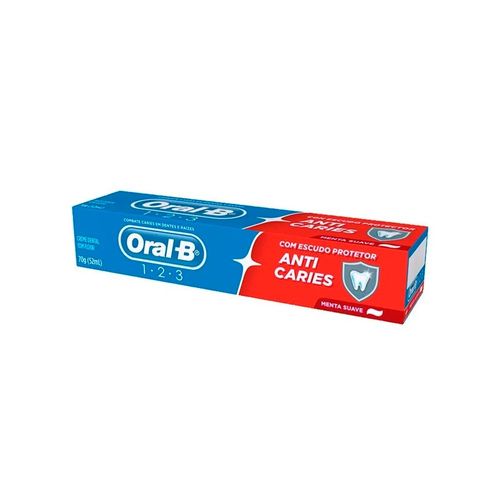 Creme Dental Oral B 123 Anticáries Menta Suave 70g